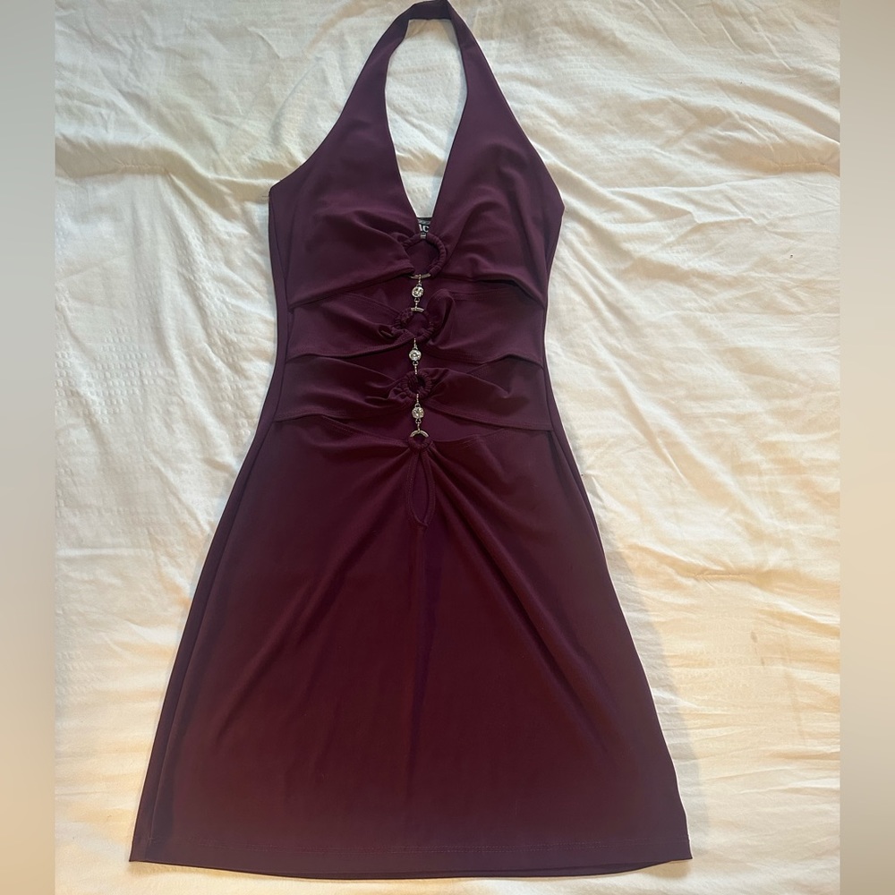 💜SOLD💜 Versace Jean couture purple dress size small body con fit